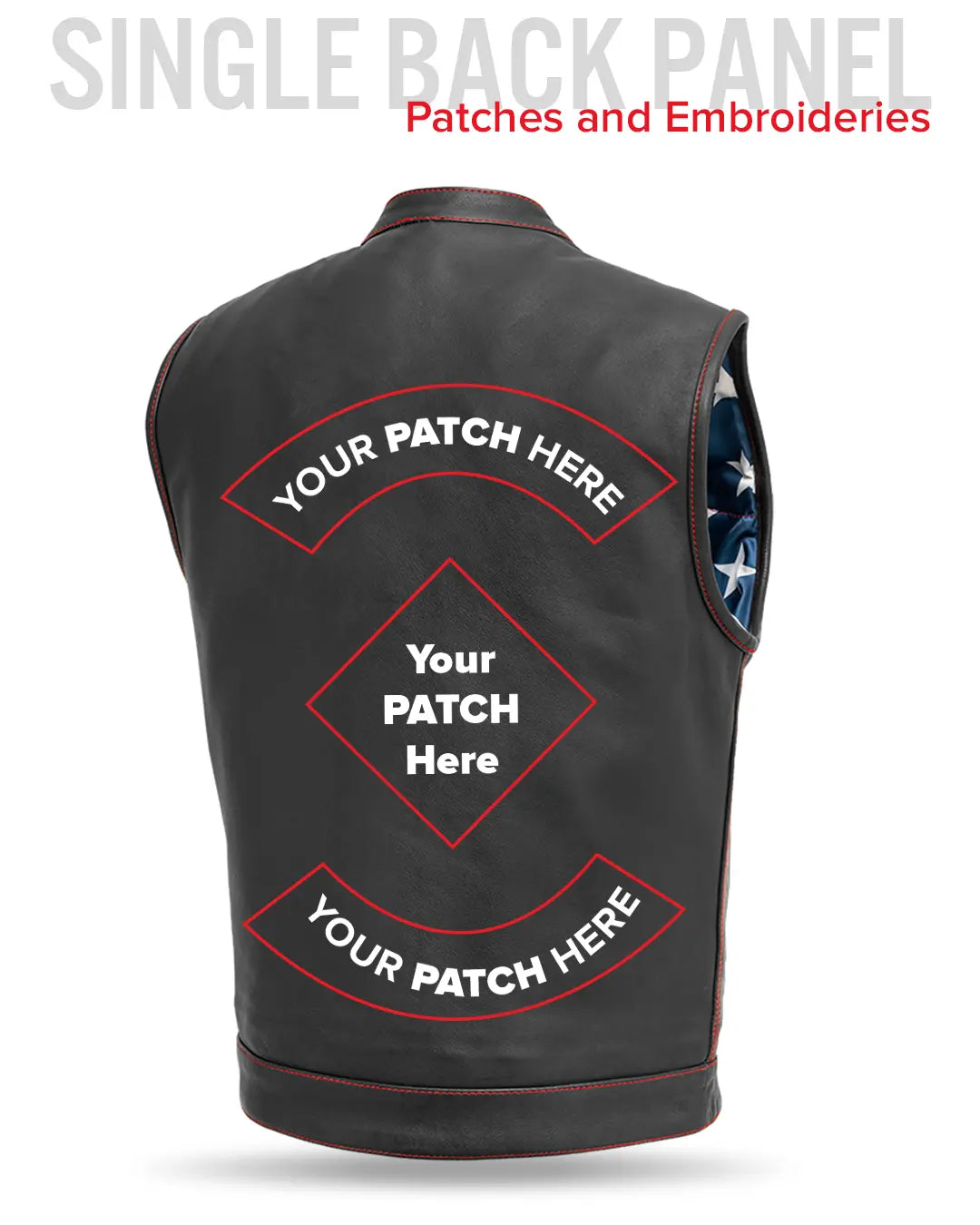 Born Free Men's Leather Motorcycle Leather Vest - Red Stitch Men's Leather Vest Best Leather Ny