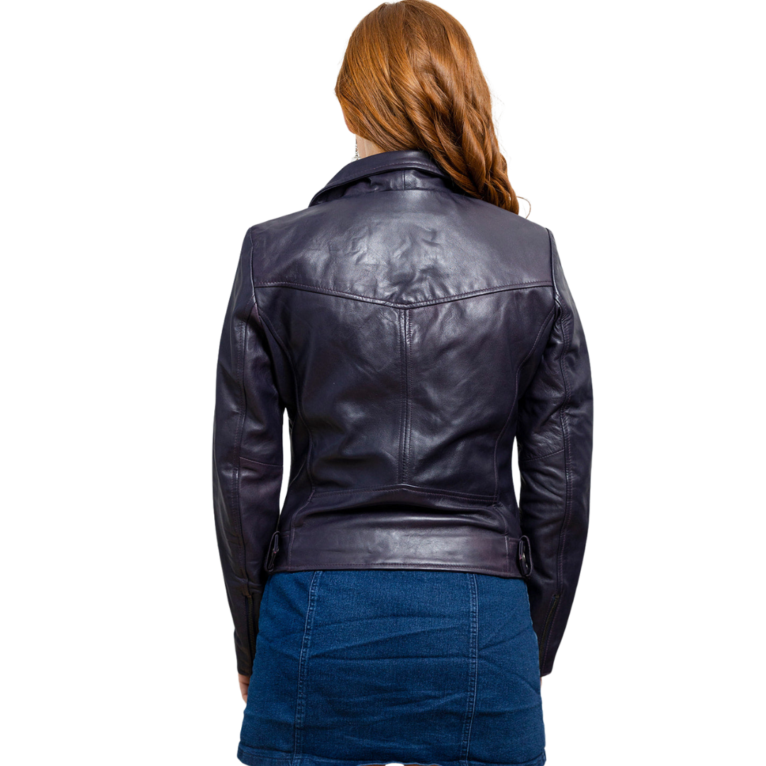 Chloe - Women's Fashion Lambskin Leather Jacket (Violet) Women's Fashion Leather Jacket Best Leather Ny