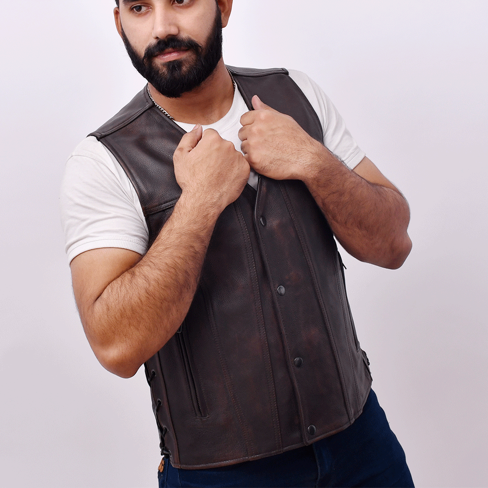 Turbn - Men's Motorcycle Leather Vest Men's Leather Vest Best Leather Ny