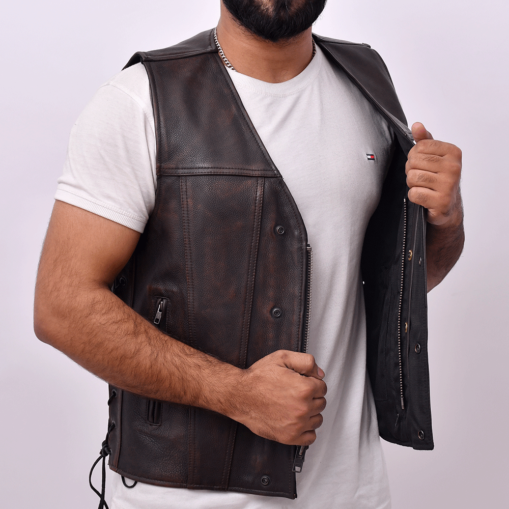 Turbn - Men's Motorcycle Leather Vest Men's Leather Vest Best Leather Ny