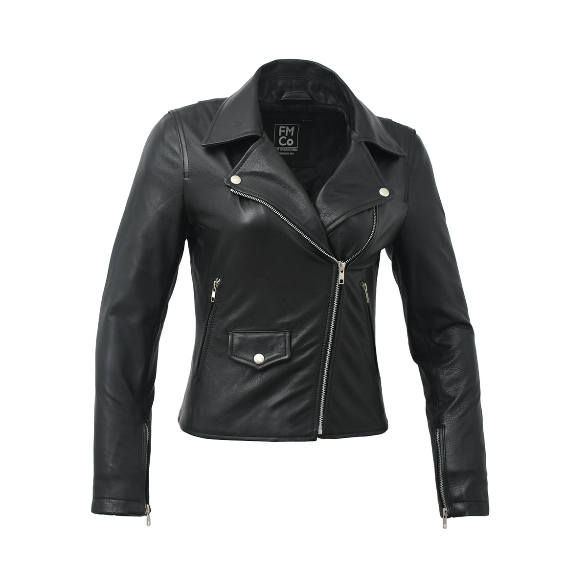 Lennox Moto Style Leather Jacket Women's Fashion Leather Jacket FMCo