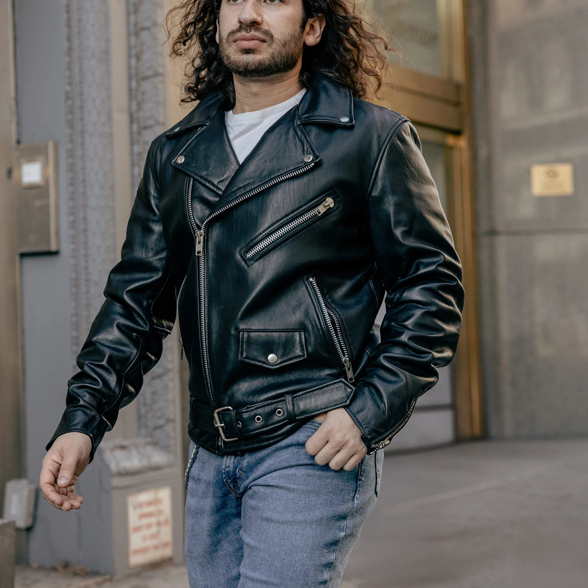 Jay Mens Fashion Leather Jacket Men's New Zealand Lambskin Jacket FMCo Black XS