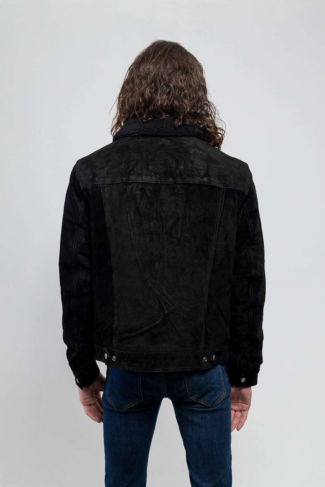 Luke - Men's Shearling Cow Suede Jacket (Black) Men's Fashion Leather Jacket Best Leather Ny