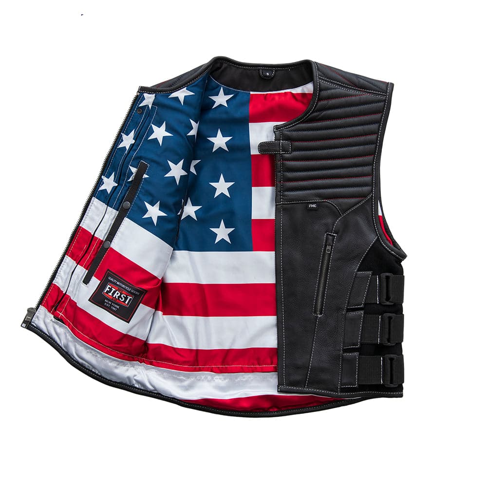 Anthem Men's Swat Style Leather Motorcycle Vest - Limited Edition Factory Customs Best Leather Ny