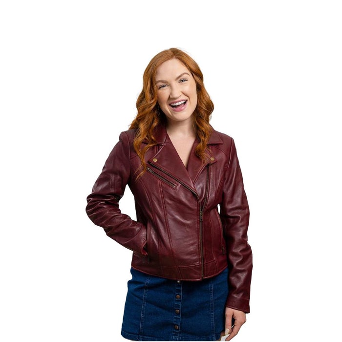 Betsy - Women's Fashion Lambskin Leather Jacket (Oxblood) Women's Fashion Leather Jacket Best Leather Ny Oxblood XXS