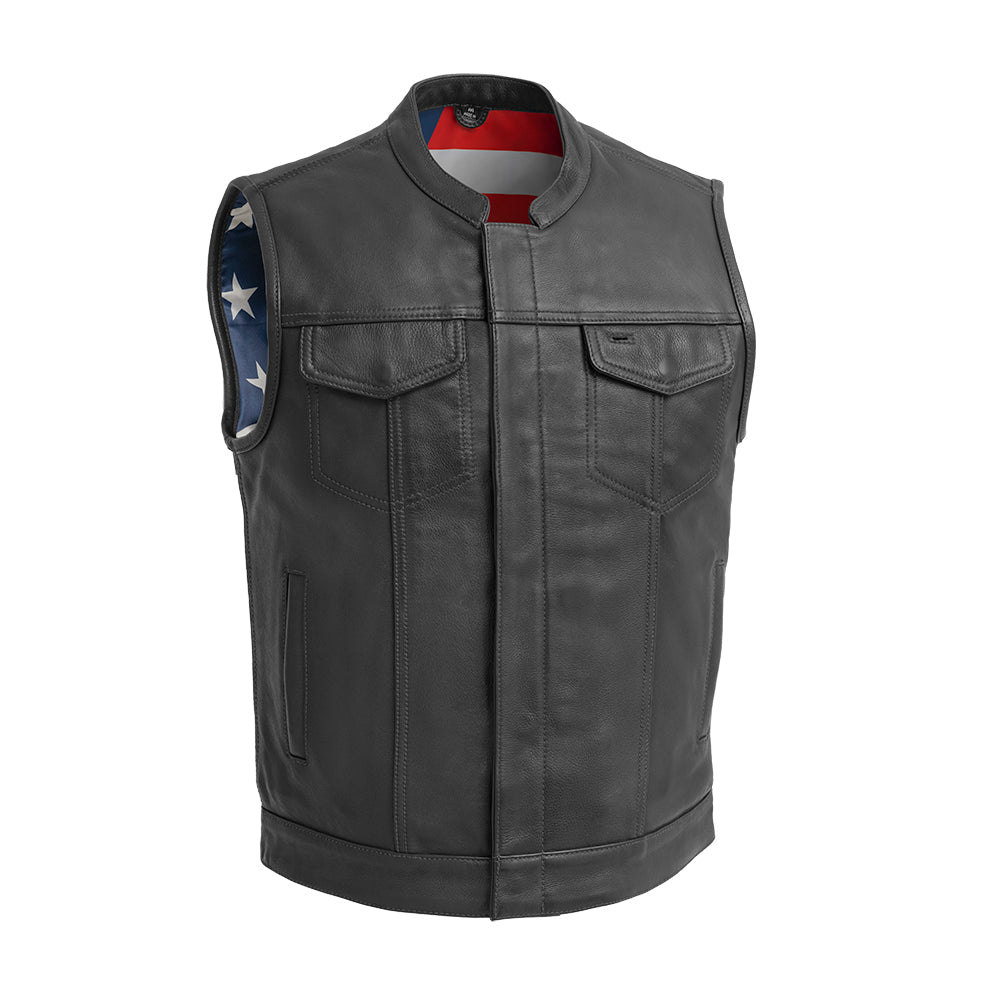 Born Free Men's Motorcycle Leather Vest - Black Stitch Men's Leather Vest Best Leather Ny Black S