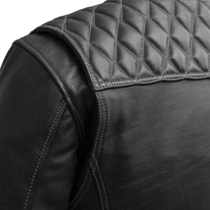 High quality Mens Cafe Style Men's Leather Motorcycle Jackets in black, grey, and red colour.