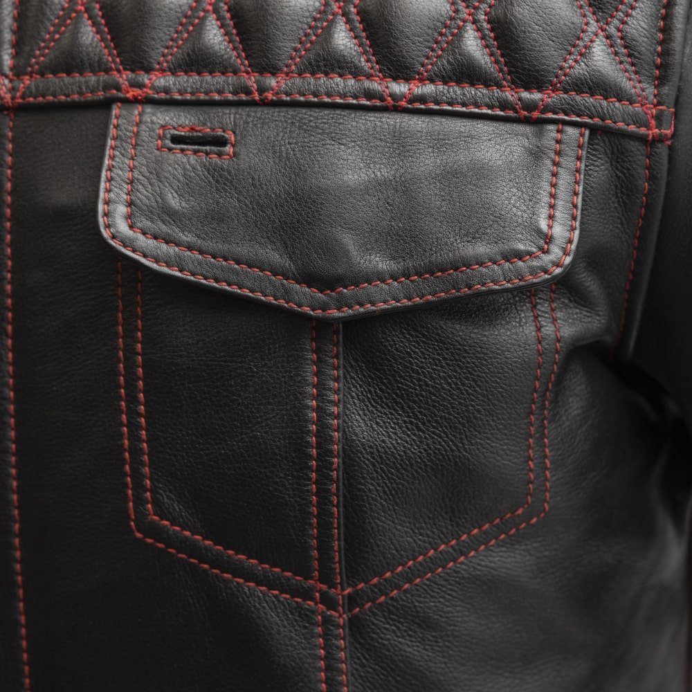 High quality Mens Cafe Style Men's Leather Motorcycle Jackets in black, grey, and red colour.