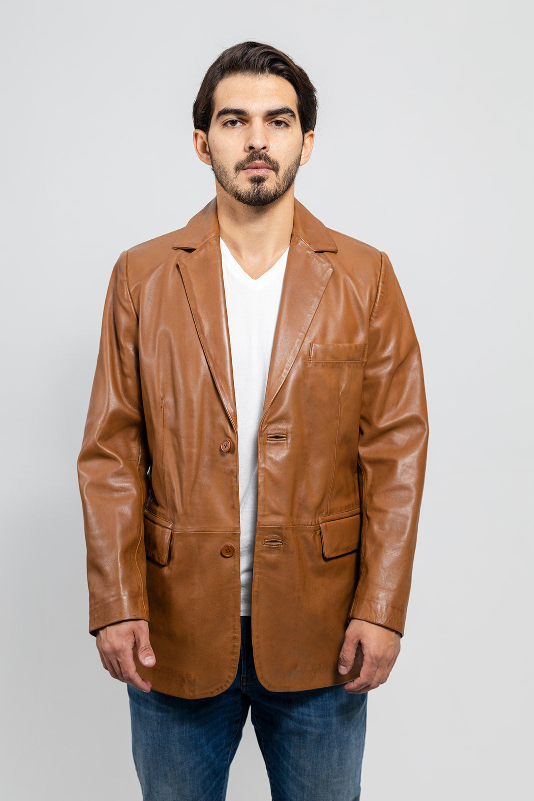 Esquire Mens Leather Jacket Men's Fashion Jacket FMCo Whiskey XS