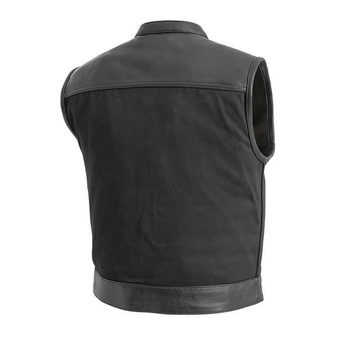 FINN - Motorcycle Leather/Twill Vest Men's Twill Vest Best Leather Ny