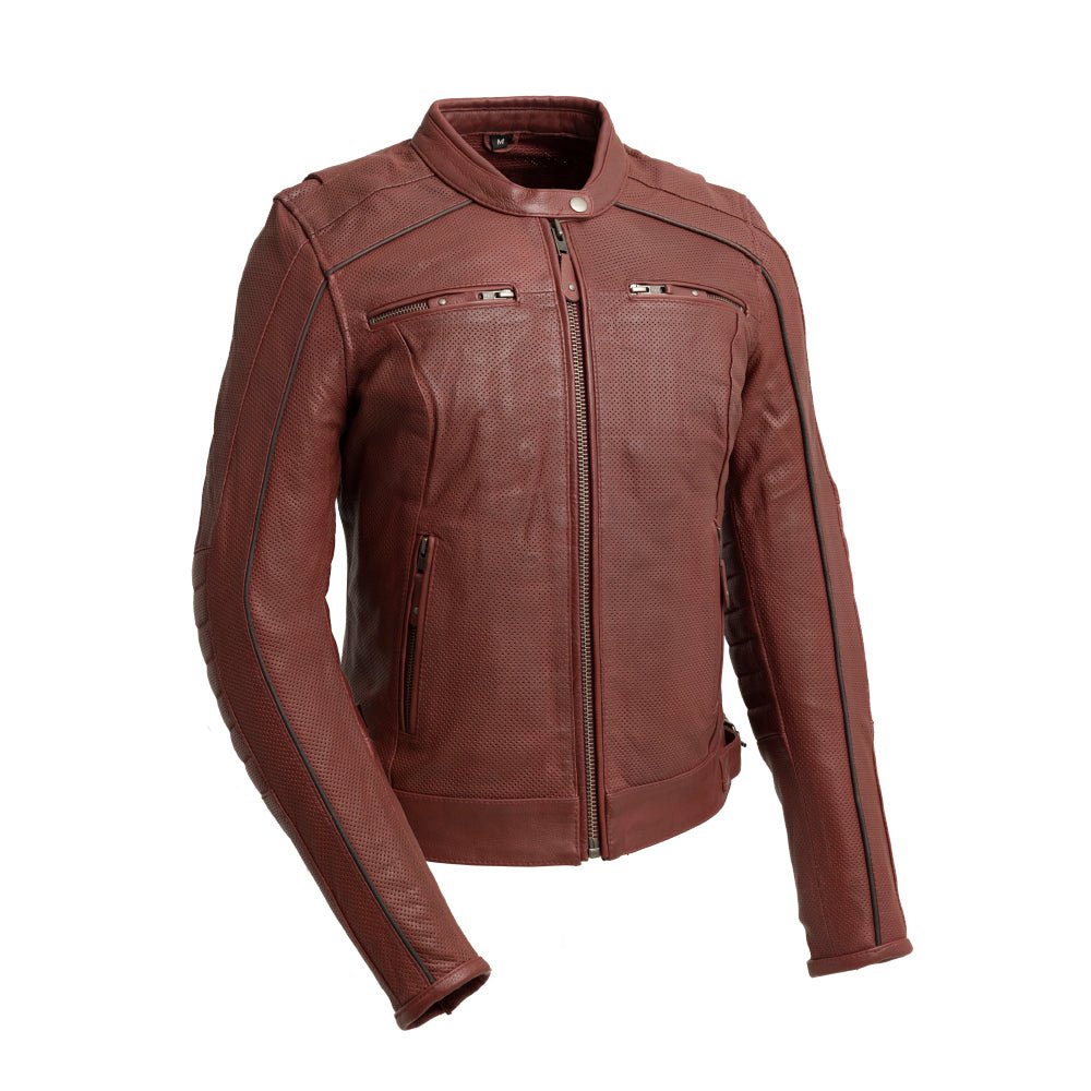 Veloce - Women's Perforated Motorcycle Leather Jacket Women's Perforated Jacket Best Leather Ny Oxblood XS