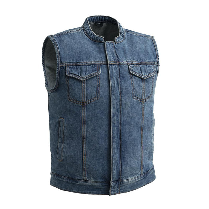 KINGS - Motorcycle Denim Vest Men's Denim Vest Best Leather Ny S