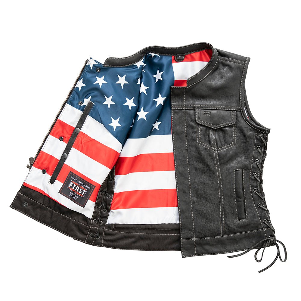 Liberty Women's Club Style Motorcycle Leather Vest - Limited Edition Factory Customs Best Leather Ny