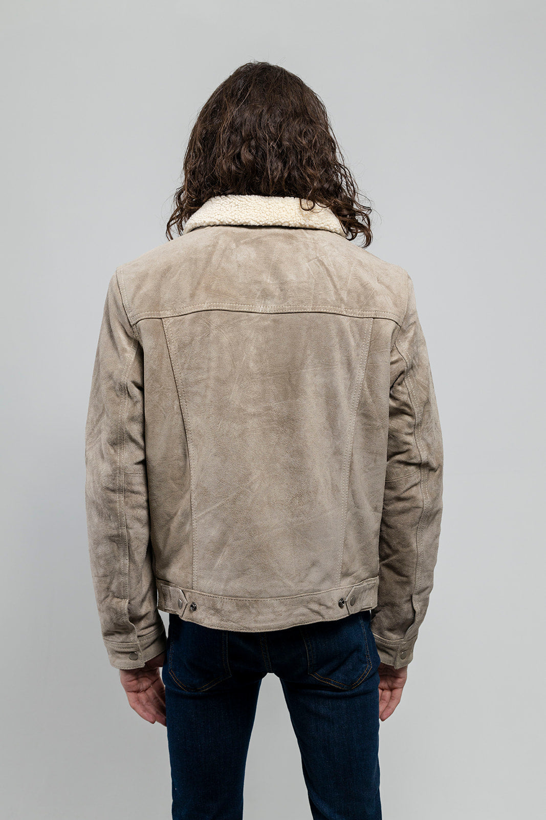 Luke - Men's Shearling Cow Suede Jacket (Taupe) Men's Fashion Leather Jacket Best Leather Ny
