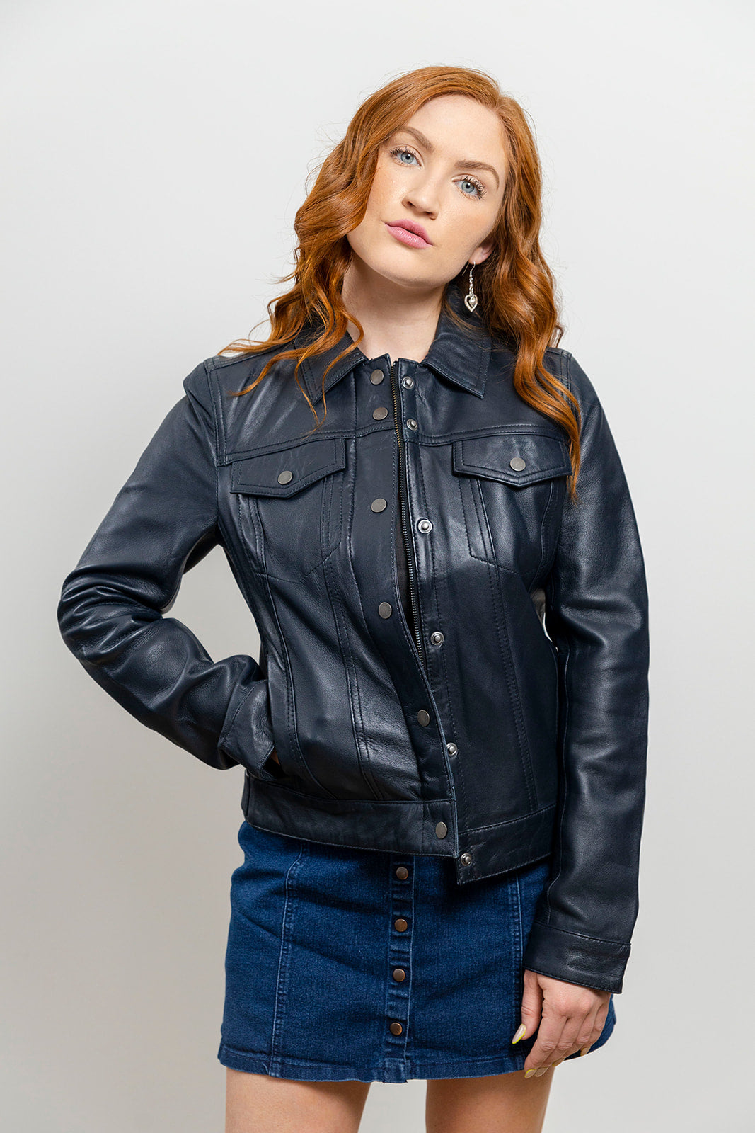 Madison - Women's Fashion Leather Jacket Women's Fashion Leather Jacket Best Leather Ny BLUE XS