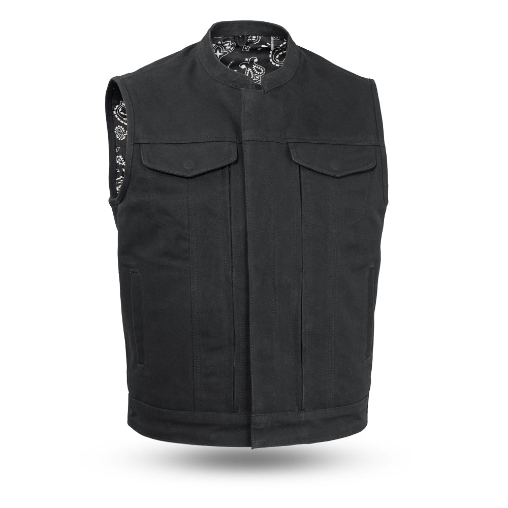 METRO - Motorcycle Canvas Vest Men's Canvas Vests Best Leather Ny S