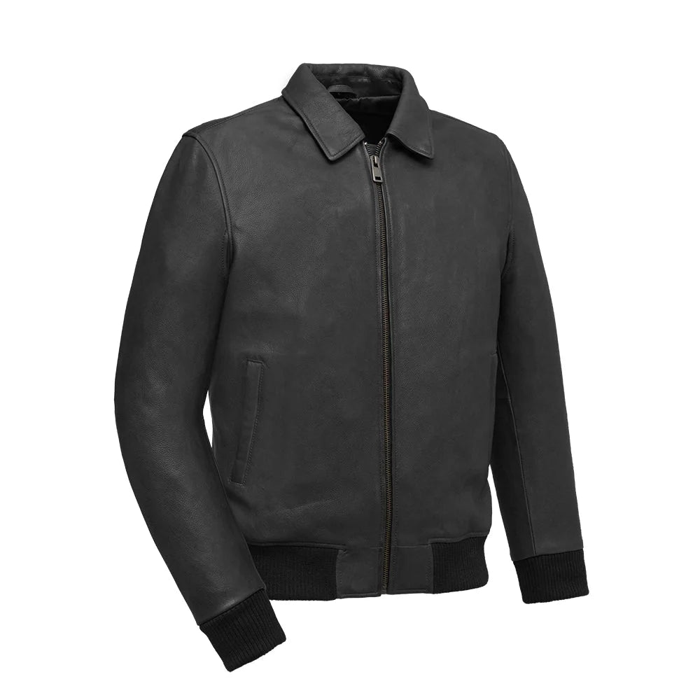 Striker Moto Bomber - Men's Leather Jacket Men's Motorcycle Jacket Best Leather Ny Black S