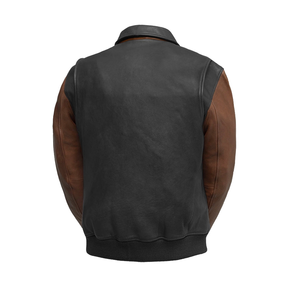 Havoc Two Tone Leather Motorcycle Jacket - Knitted Cuffs & Waistband Men's Motorcycle Jacket Best Leather Ny