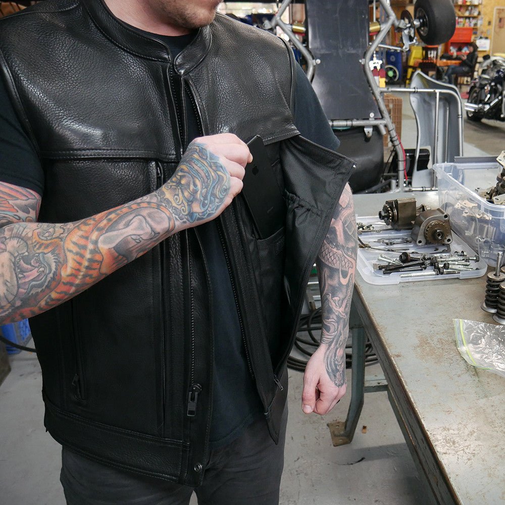 CANUCK - Motorcycle Leather Vest Men's Leather Vest Best Leather Ny