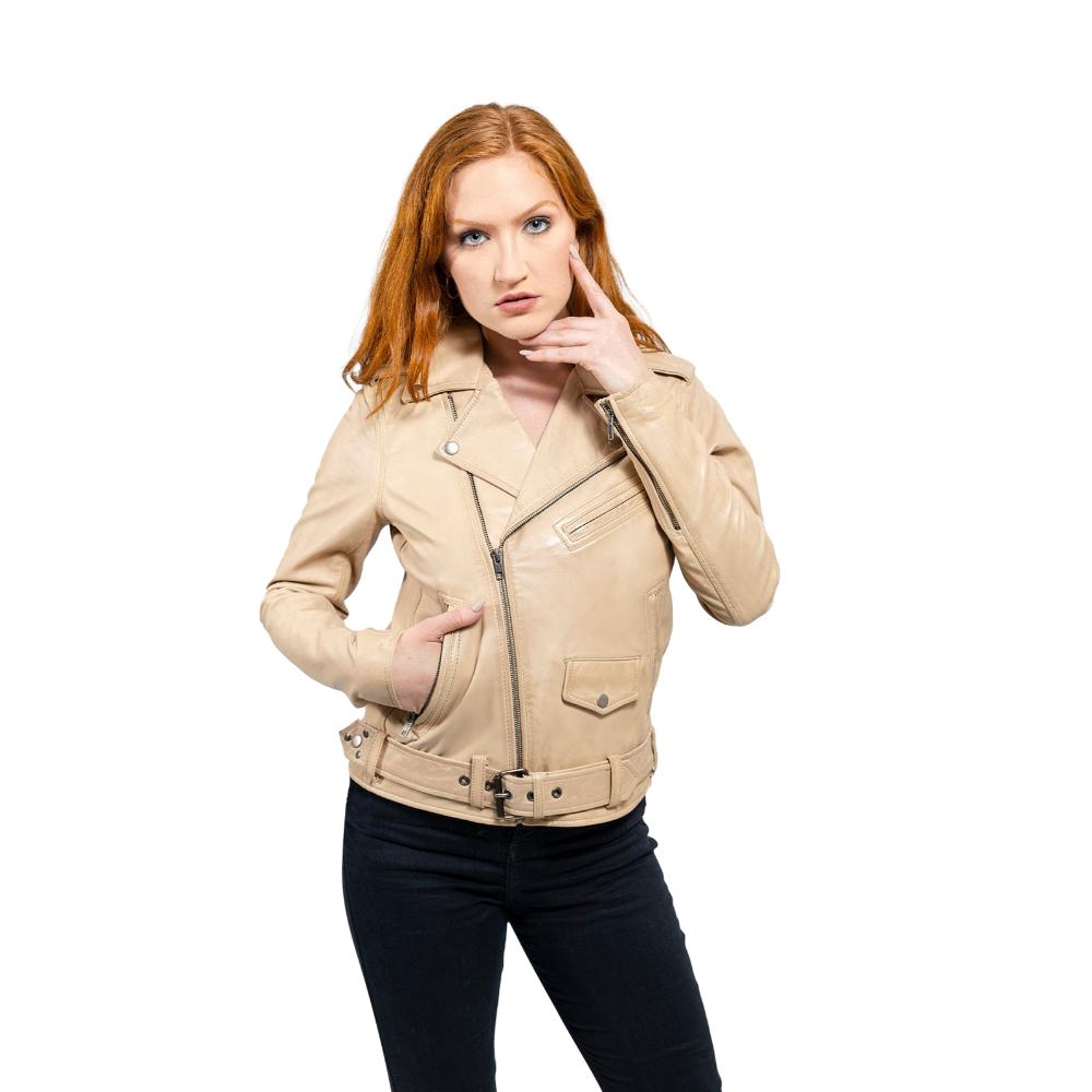 Rebel - Women's Fashion Lambskin Leather Jacket (Oil Sand) Women's Fashion Leather Jacket Best Leather Ny