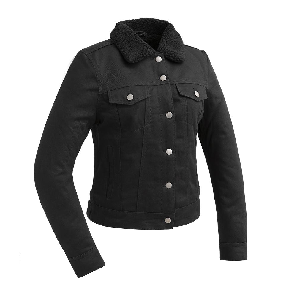 Samantha - Women's Faux Shearling Twill Jacket Women's Vegan Jacket Best Leather Ny