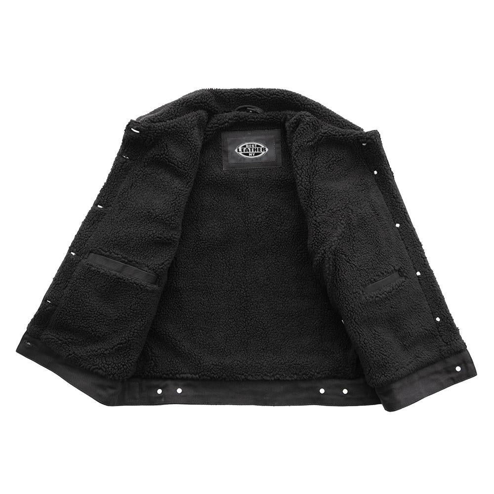 Samantha - Women's Faux Shearling Twill Jacket Women's Vegan Jacket Best Leather Ny