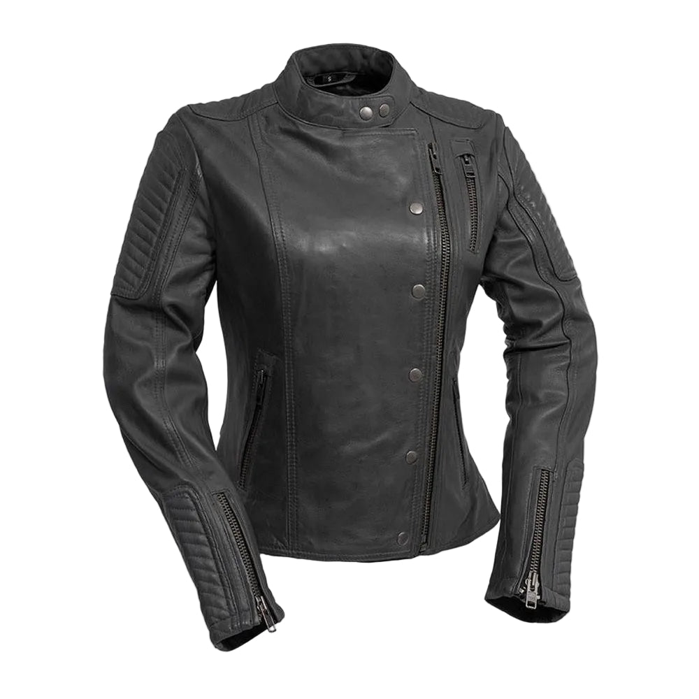 Zena - Women's Fashion Lambskin Leather Jacket (Anthracite Gray) Women's Fashion Leather Jacket Best Leather Ny