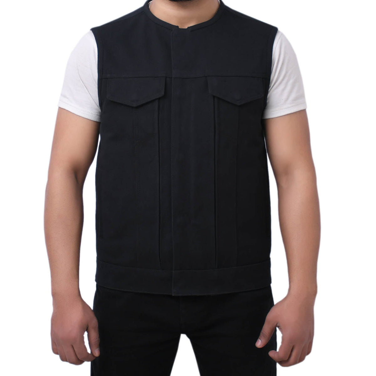 CLARK - Motorcycle Canvas Vest Men's Canvas Vests Best Leather Ny