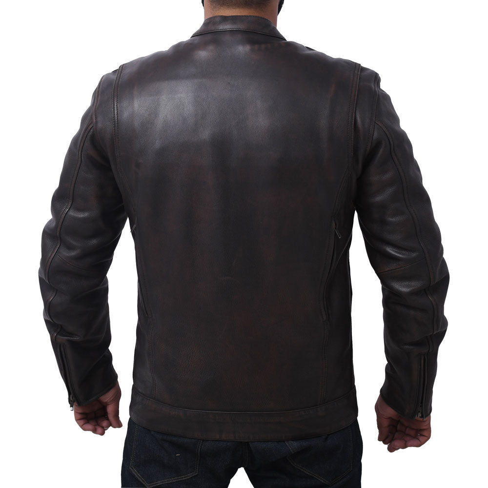 STAR Men's Leather Motorcycle Jacket Perforated Men's Motorcycle Jacket Best Leather Ny