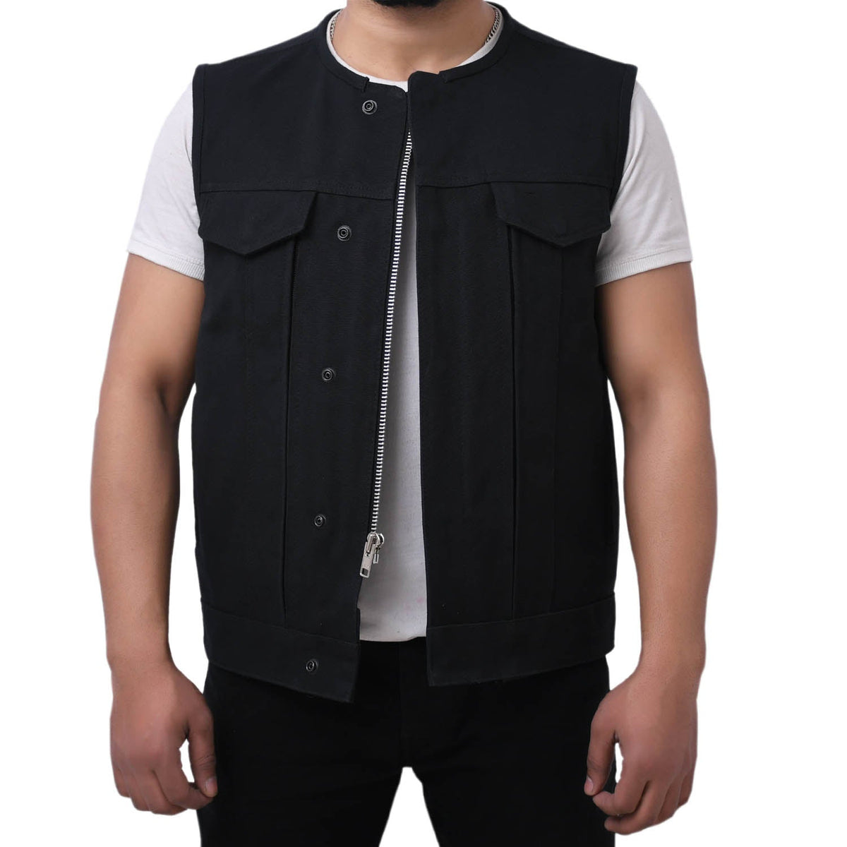 CLARK - Motorcycle Canvas Vest Men's Canvas Vests Best Leather Ny
