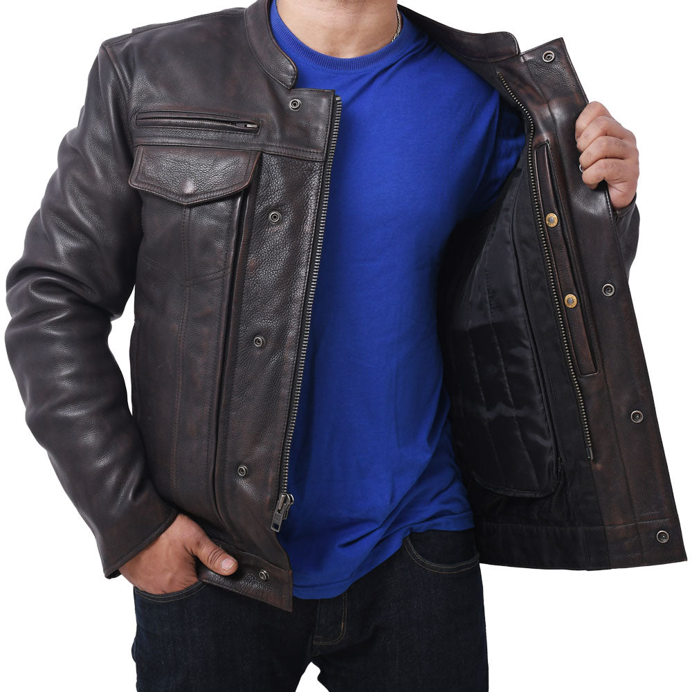 Hunter - Men's Leather Motorcycle Jacket Copper Men's Motorcycle Jacket Best Leather Ny