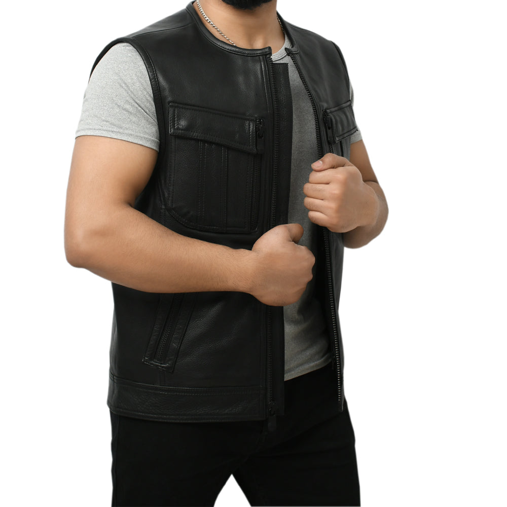 STOWE - Motorcycle Leather Vest Men's Leather Vest Best Leather Ny