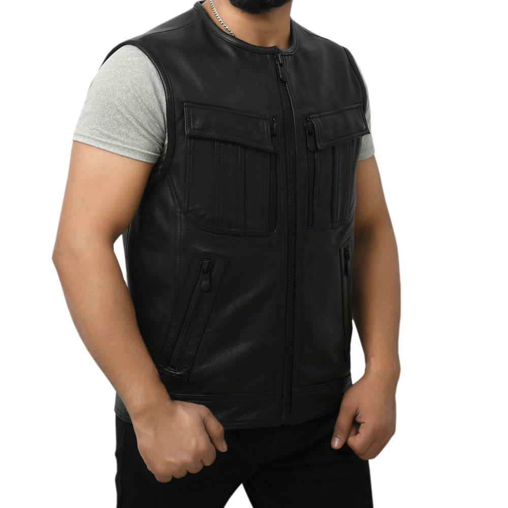 STOWE - Motorcycle Leather Vest Men's Leather Vest Best Leather Ny