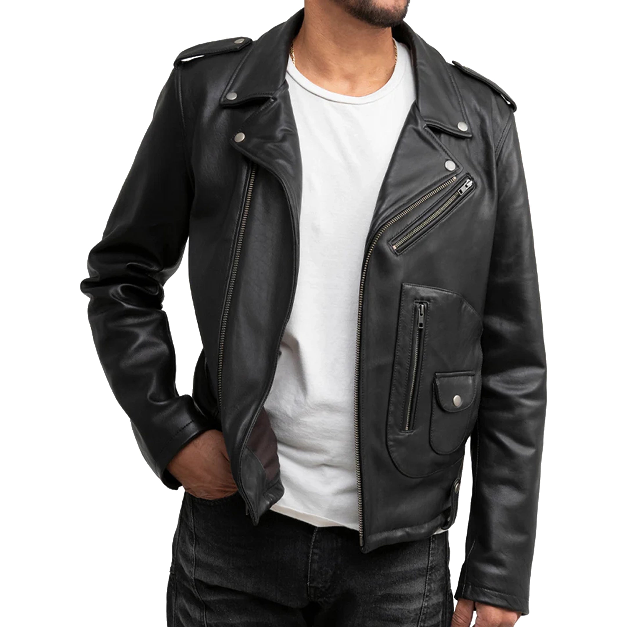 Anthony Mens Fashion Jacket Men's New Zealand Lambskin Jacket FMCo Black XS