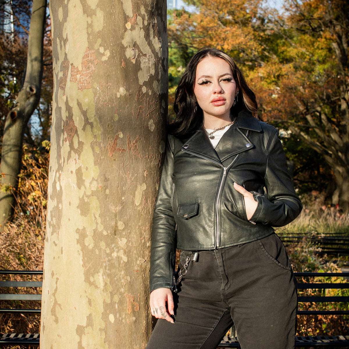 Lennox Moto Style Leather Jacket Women's Fashion Leather Jacket FMCo