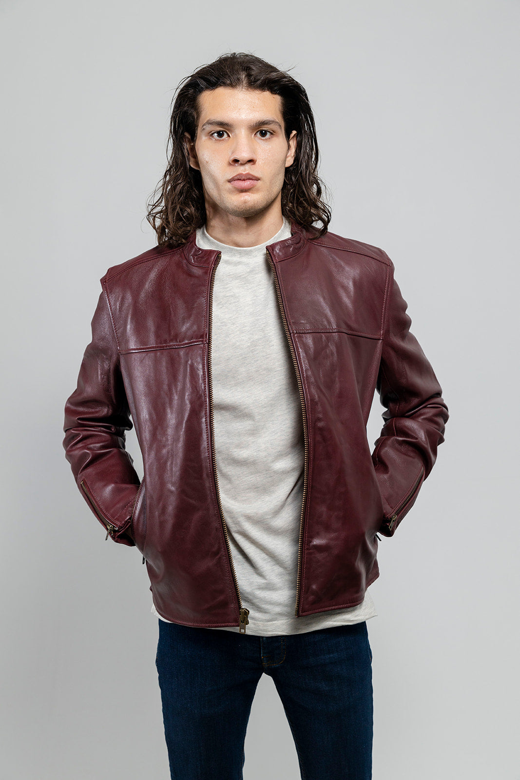Grayson - Men's Fashion Lambskin Leather Jacket (Oxblood) Men's Fashion Leather Jacket Best Leather Ny Oxblood S