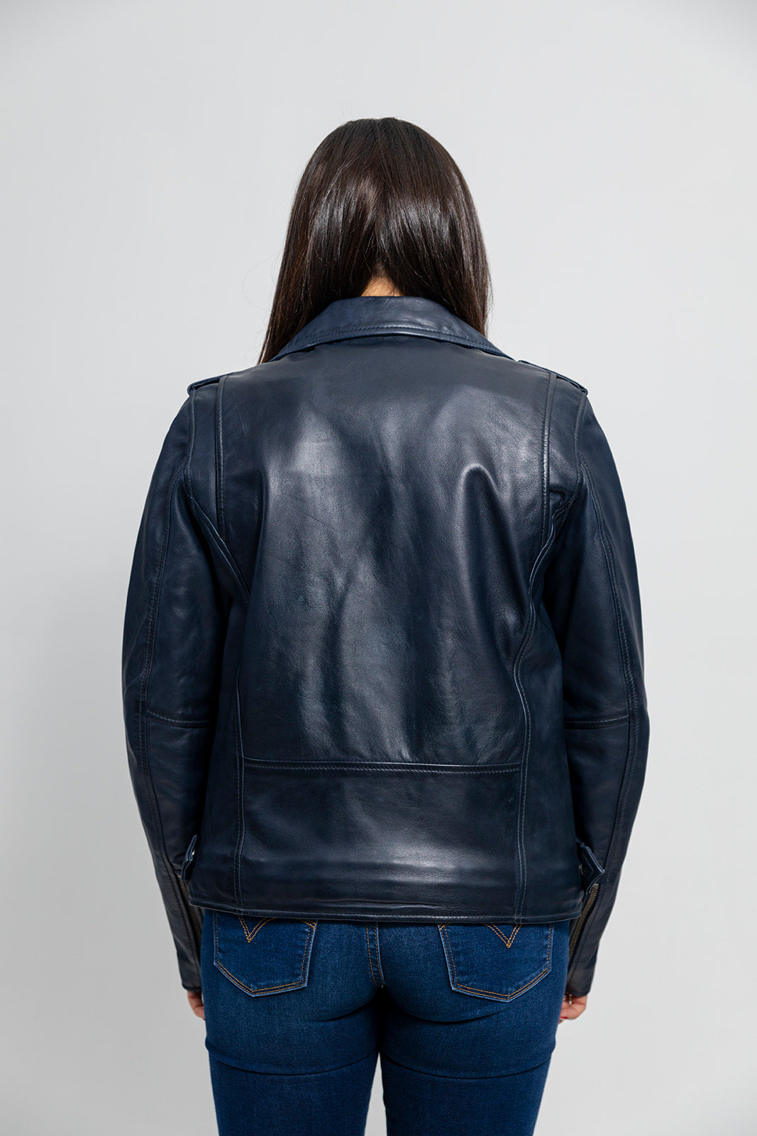 Rebel - Women's Fashion Lambskin Leather Jacket (Navy Blue) Women's Fashion Leather Jacket Best Leather Ny