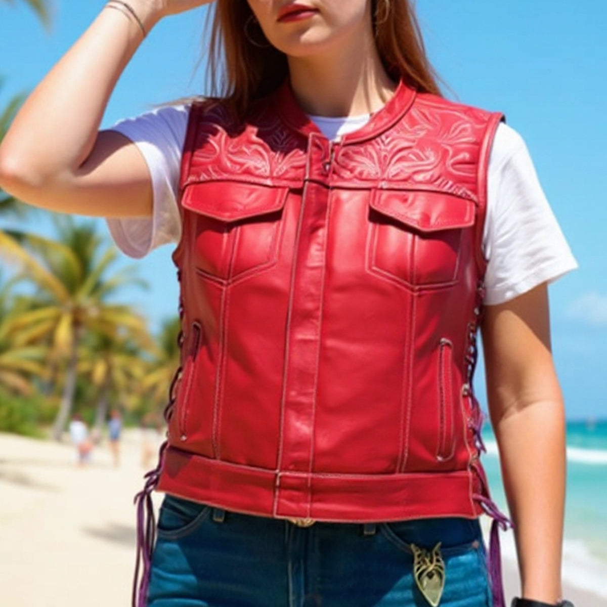Women's Club Style Vest Custom Builder Best Leather Ny