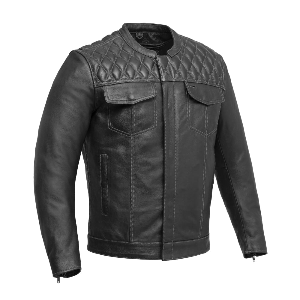 Trooper - Cafe Style Men's Leather Motorcycle Jacket Men's Motorcycle Jacket Best Leather Ny Black S