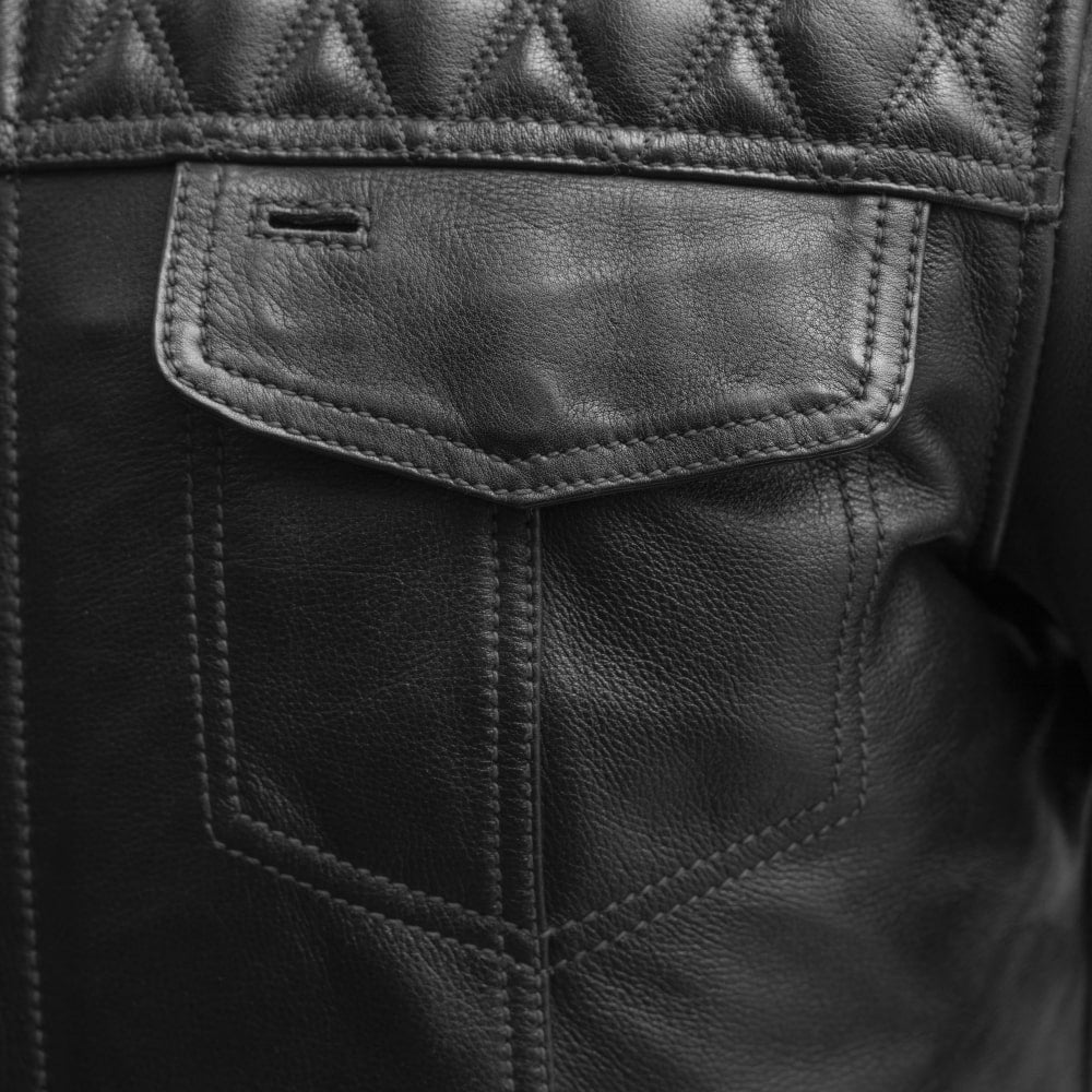 High quality Mens Cafe Style Men's Leather Motorcycle Jackets in black, grey, and red colour.