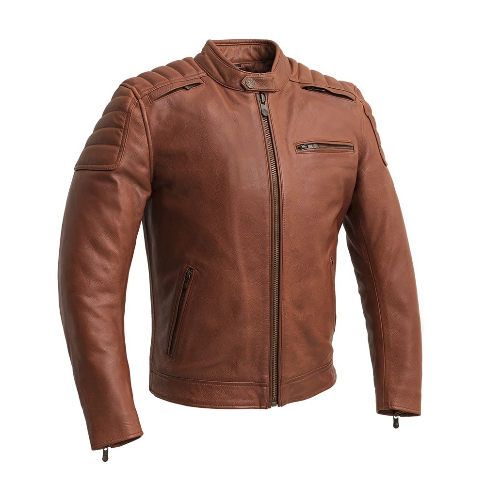 CRUSADER Men's Leather Motorcycle Jacket (Whiskey) Men's Motorcycle Jacket Best Leather Ny