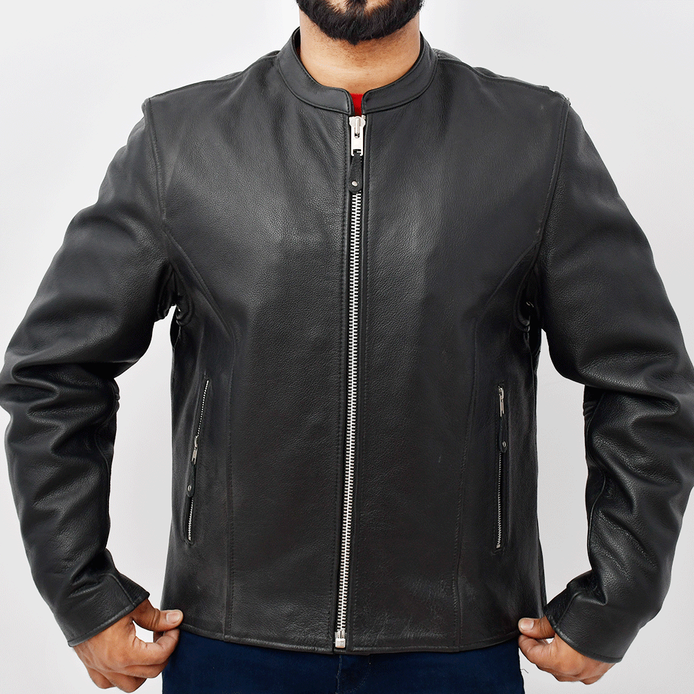 DAREDEVIL Cafe Style Men's Leather Motorcycle Jacket Men's Motorcycle Jacket Best Leather Ny Black XS
