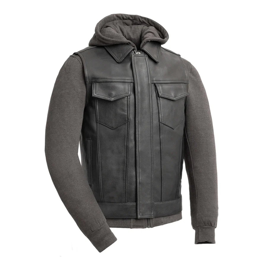 CRUZE - Motorcycle Leather Vest Men's Leather Vest Best Leather Ny Gray S