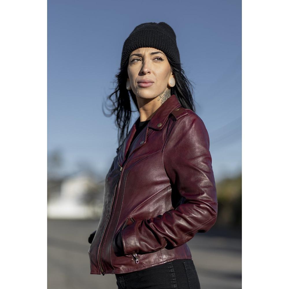 Harper - Women's Fashion Leather Jacket (Sangria) Women's Fashion Leather Jacket Best Leather Ny
