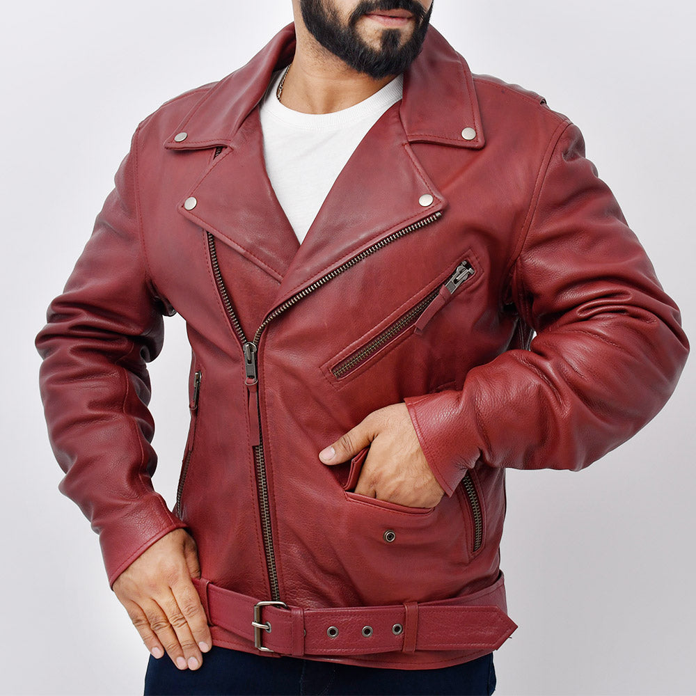 HEROIC Men's Leather Motorcycle Jacket Men's Motorcycle Jacket Best Leather Ny Oxblood XS