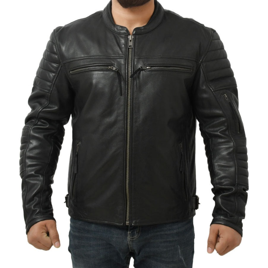 KINGS - Men's Leather Motorcycle Jacket Men's Motorcycle Jacket Best Leather Ny Black S