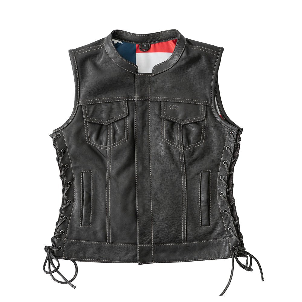 Liberty Women's Club Style Motorcycle Leather Vest - Limited Edition Factory Customs Best Leather Ny S