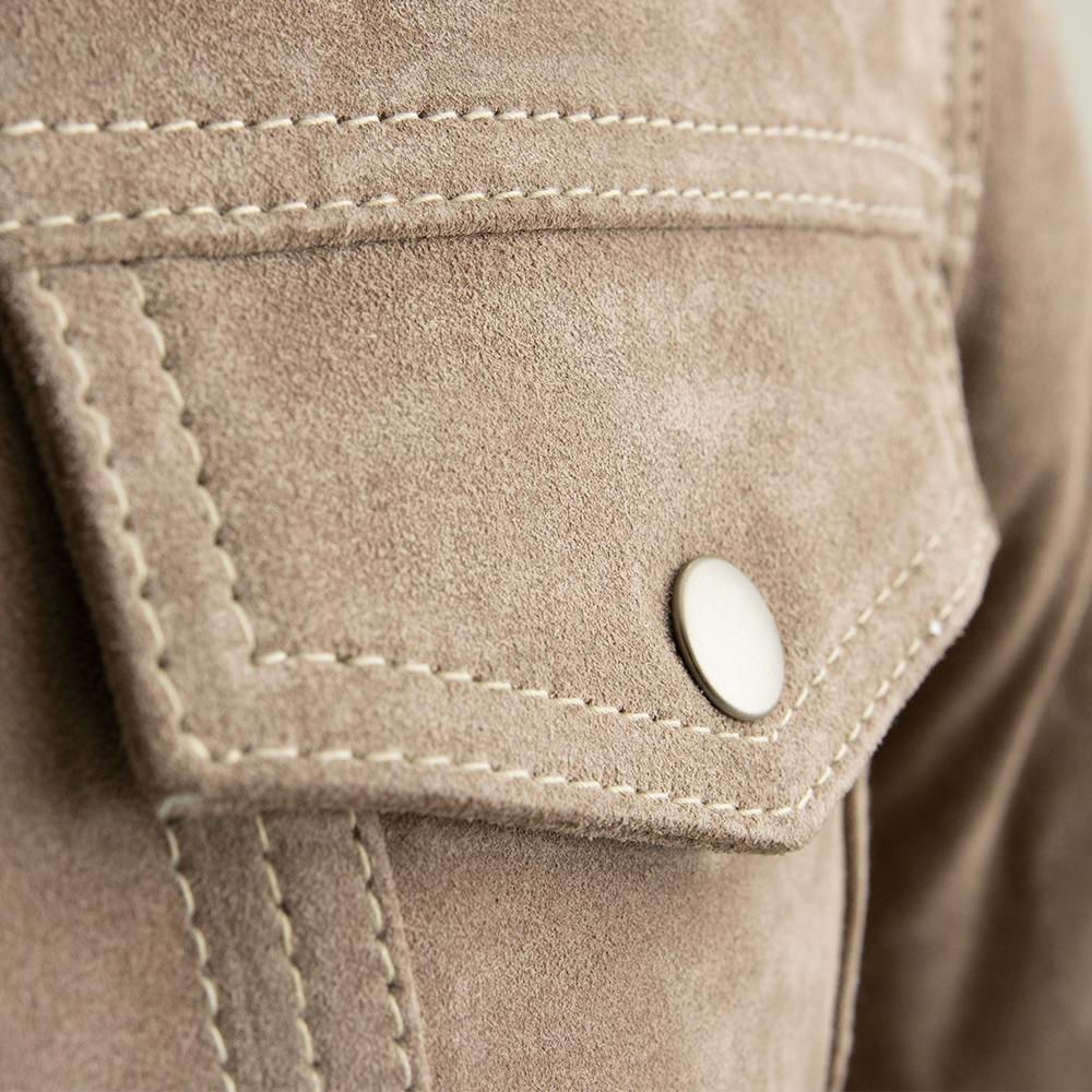 Luke - Men's Shearling Cow Suede Jacket (Taupe) Men's Fashion Leather Jacket Best Leather Ny