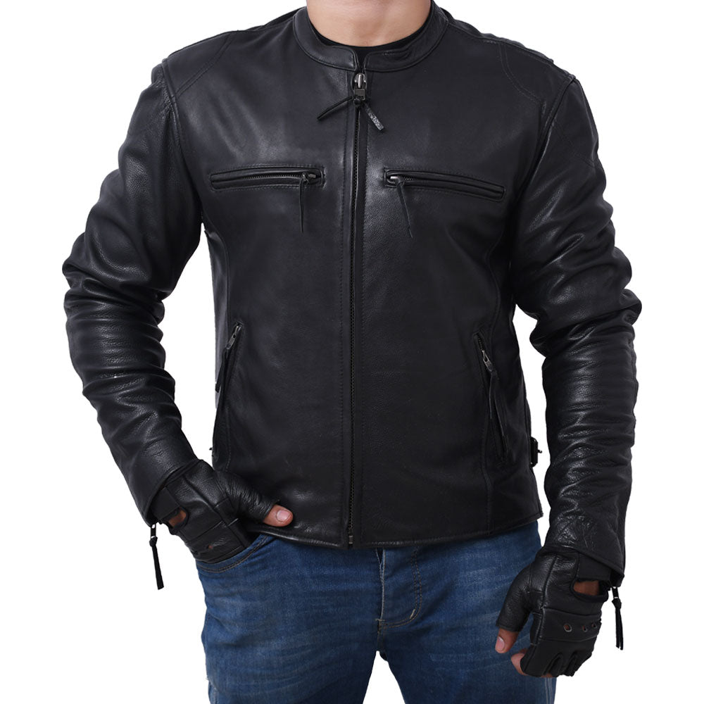 Mad Max - Men's Leather Motorcycle Jacket (Black) Men's Motorcycle Jacket Best Leather Ny S