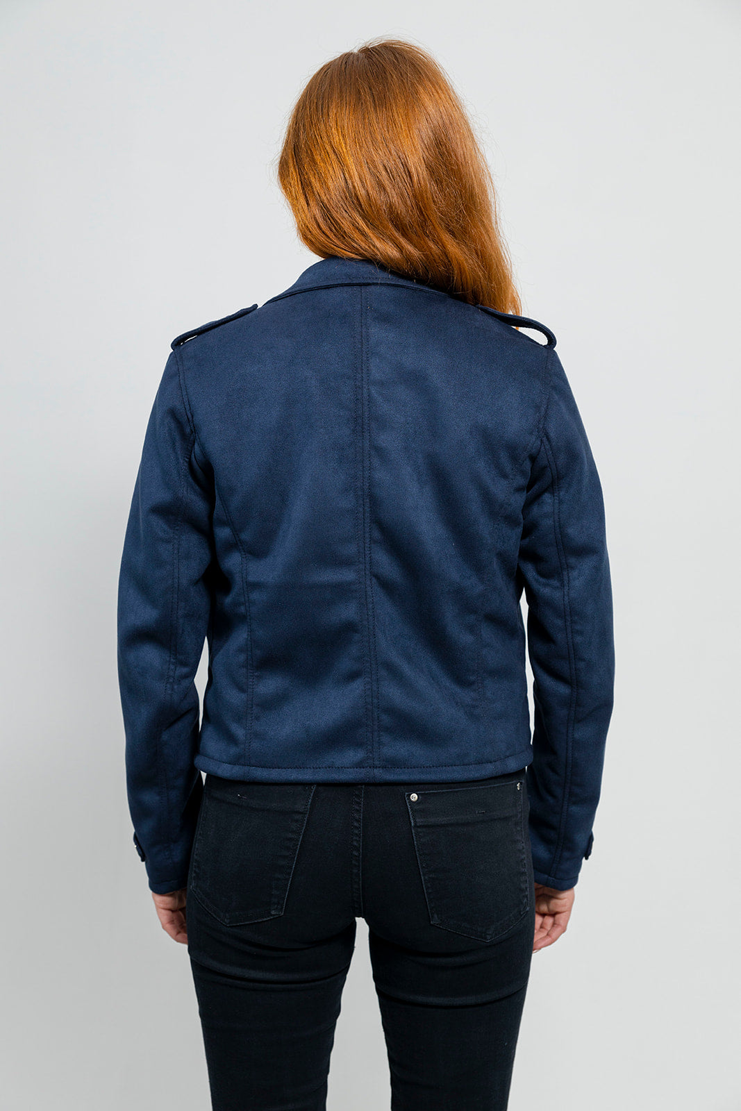 Megan - Women's Vegan Faux Suede Jacket (Navy Blue) Women's Vegan Jacket Best Leather Ny